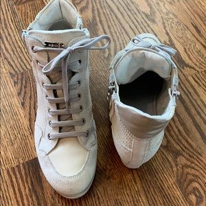 GEOX Suede and Leather Wedge Sneakers